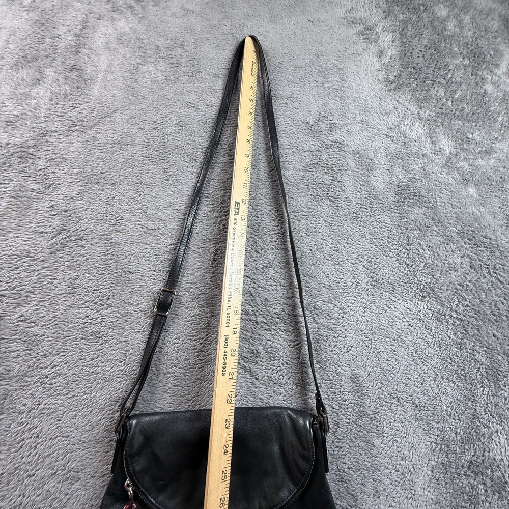 Margot Anthropologie Black Leather Crossbody Foldover Purse Bag Adjustable - Picture 10 of 10